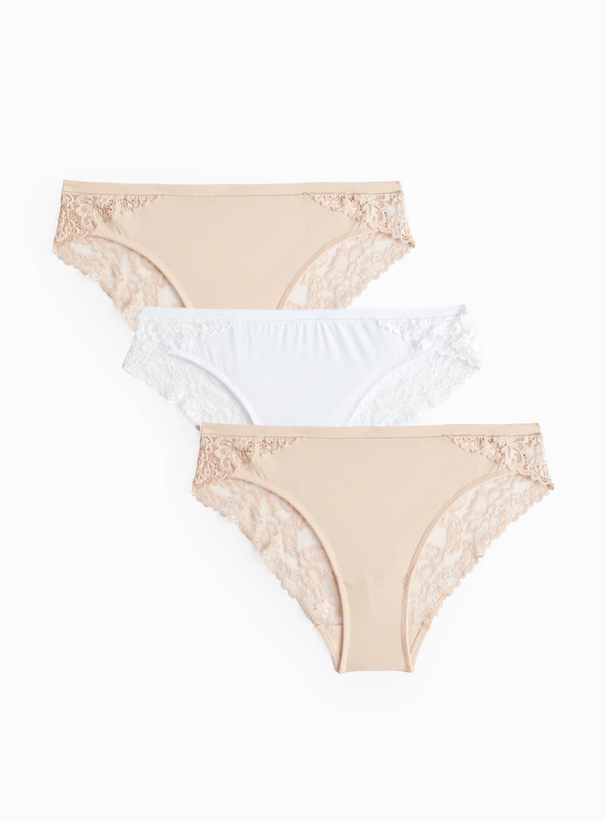 White & Nude Brazilian Knickers 3 Pack 22 - Image 1